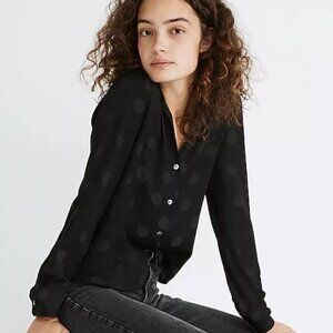 Madewell Black Jacquard Dot Pajama Button-up Shirt XS